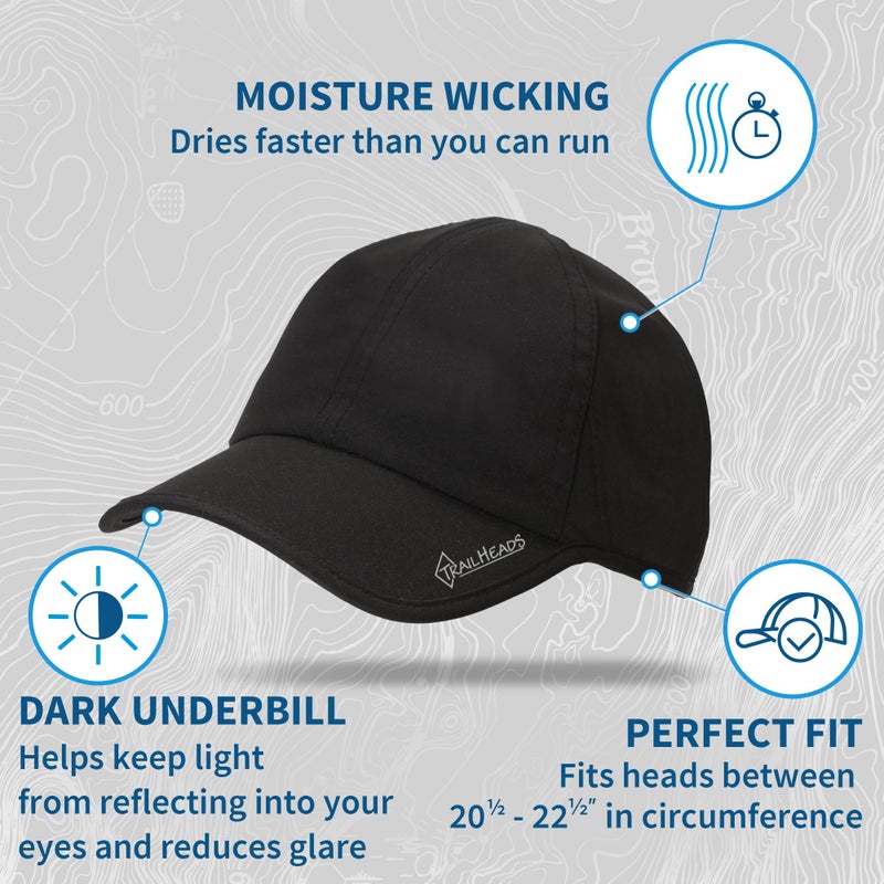 TrailHeads UV Protection Running Hats for Women, 50+ UPF - Summer Hats for Women Baseball Cap - Tennis, Golf, Gym, Workout Black - Image 5